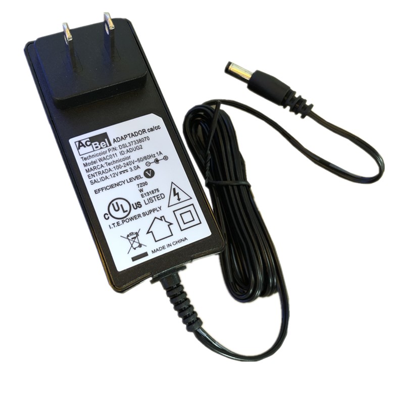 New 12V 3A AcBel DSL37338070 WAC011 AC ADAPTER ID:ADUG1 POWER SUPPLY CHARGER 5.5*2.5MM